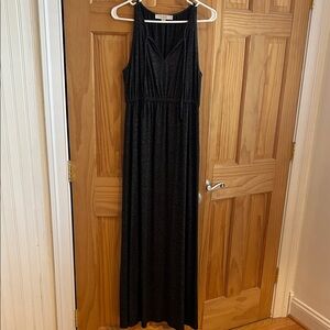Maternity LOFT Black Sparkle Sleeveless Maxi Dress